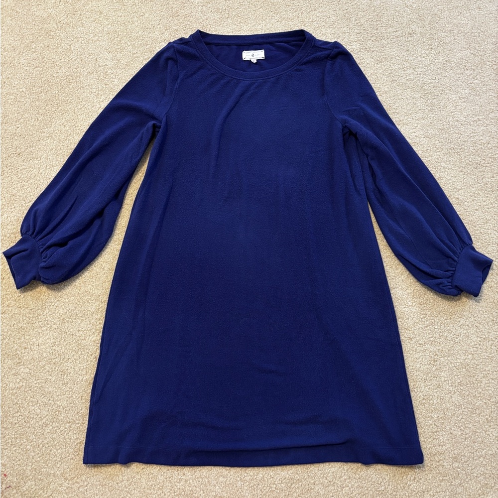 Lou & Grey Royal Blue/Purple Shift Dress with Balloon Sleeves Size Medium